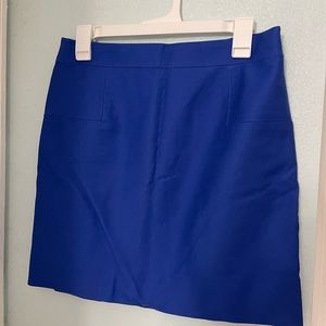 J. Crew Blue Mini Skirt 6 High Waist Fitted Fully Lined Cotton Skirt